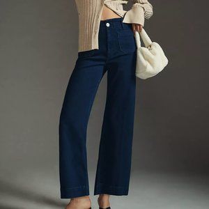 The Colette Denim Cropped Wide-Leg Jeans by Maeve size 26
